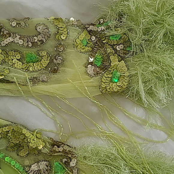 ASOS EDITION embellished sequin and fringe mini dress with faux feather hem - Picture 7 of 12